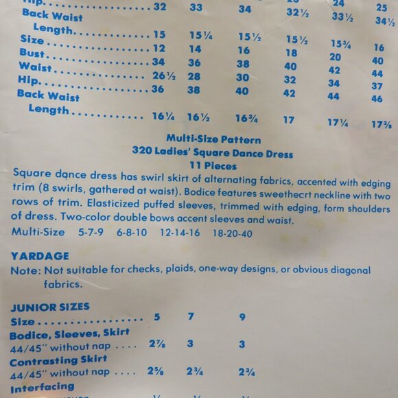 VTG Authenic Pattern Inc #320 Large Full Square Dancing Circle Skirt Swirl Pat. - Picture 4 of 15